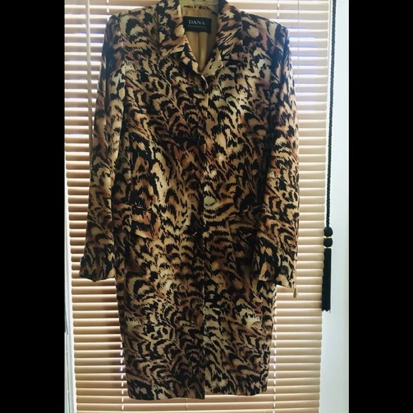 Dana Buchman 3/4 Car-length Coat - Tiger Print - 100% Wool - Picture 7 of 7